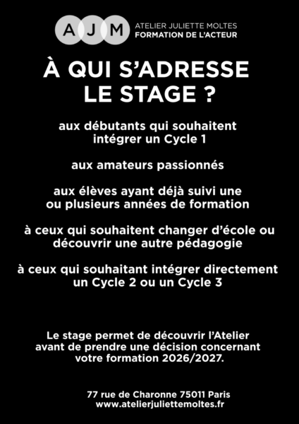 STAGE THEATRE 5 & 6 SEPTEMBRE DE 13H À 17H