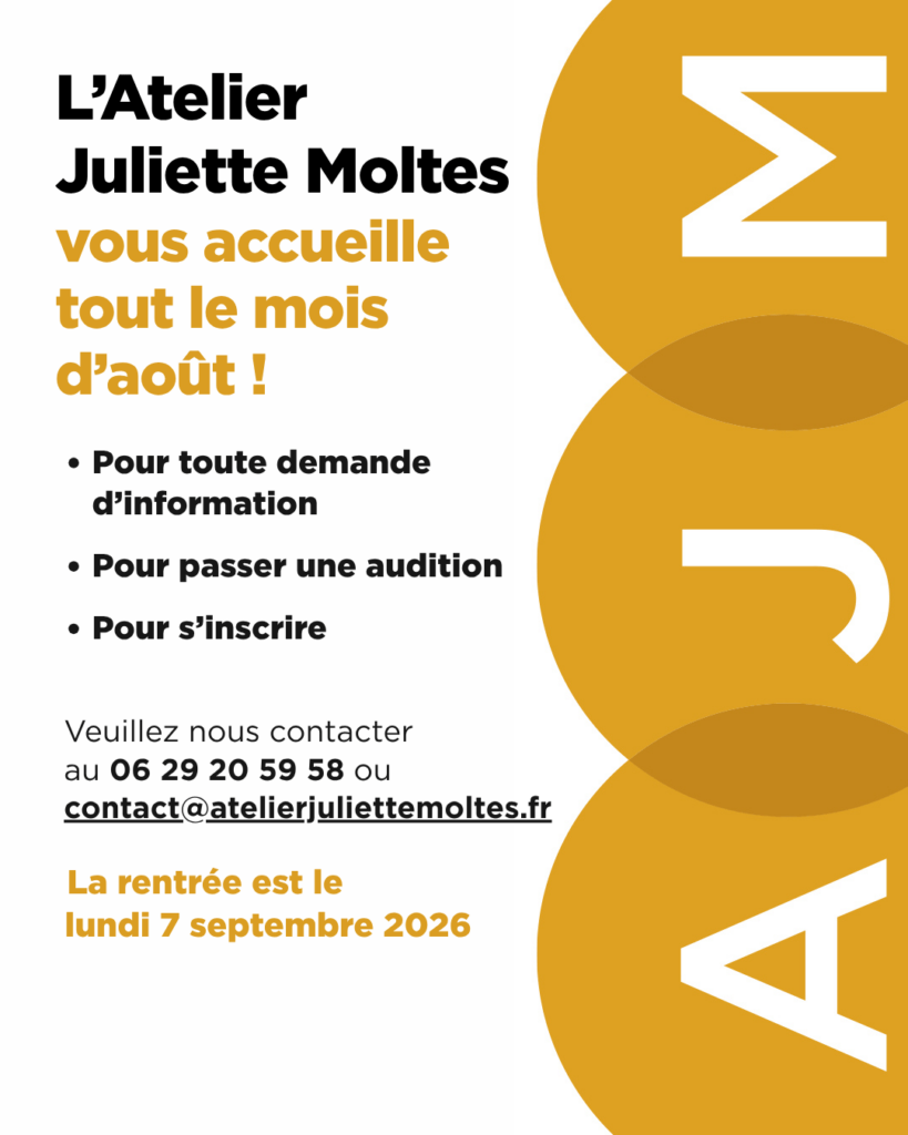 INSCRIPTIONS FORMATION PRO DE L'ACTEUR ATELIER JULIETTE MOLTES